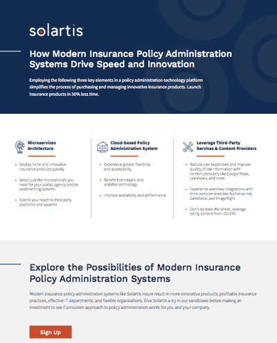 Solartis - Modern Insurance Policy Admin One-pager